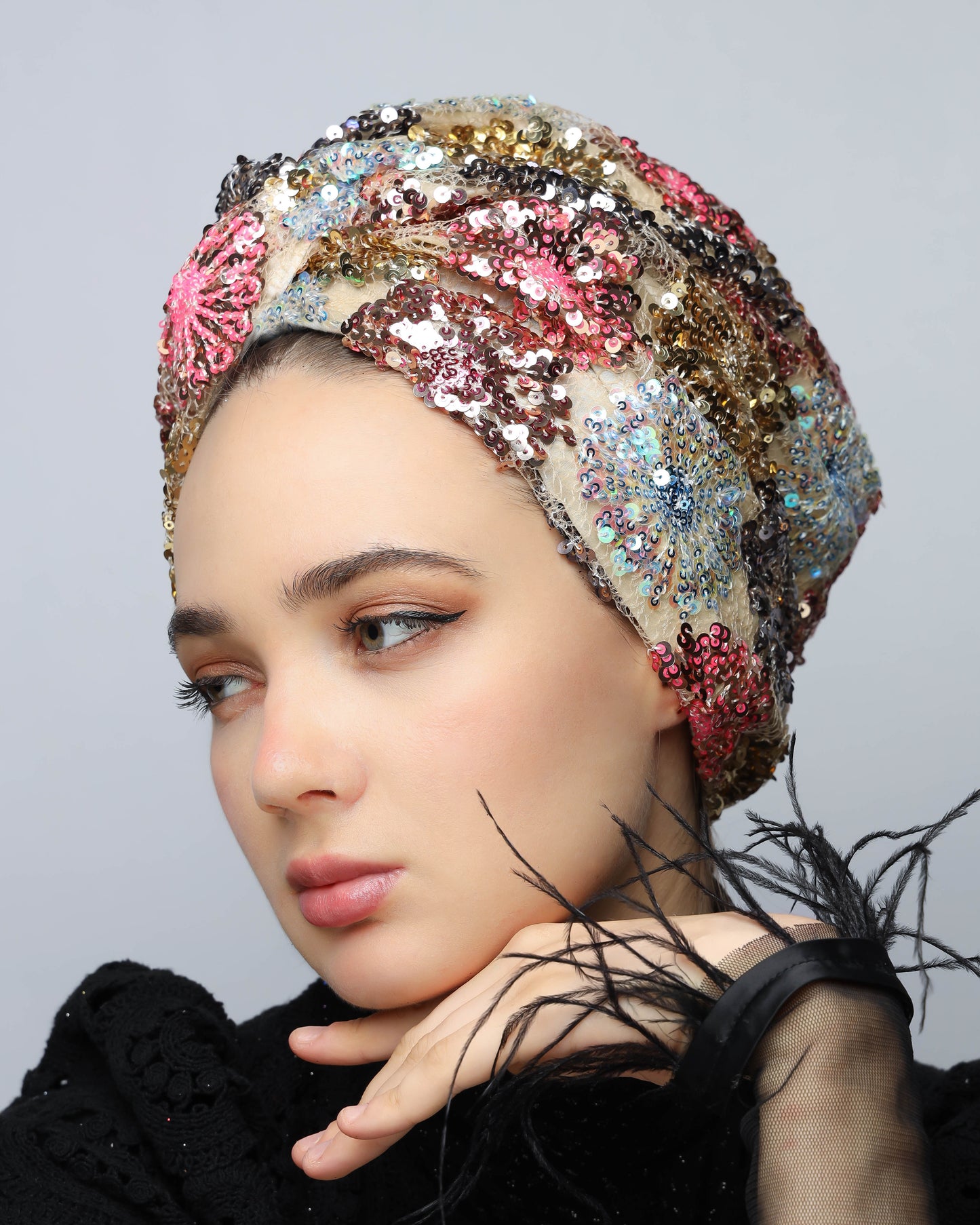 Flowers Sequin Turban
