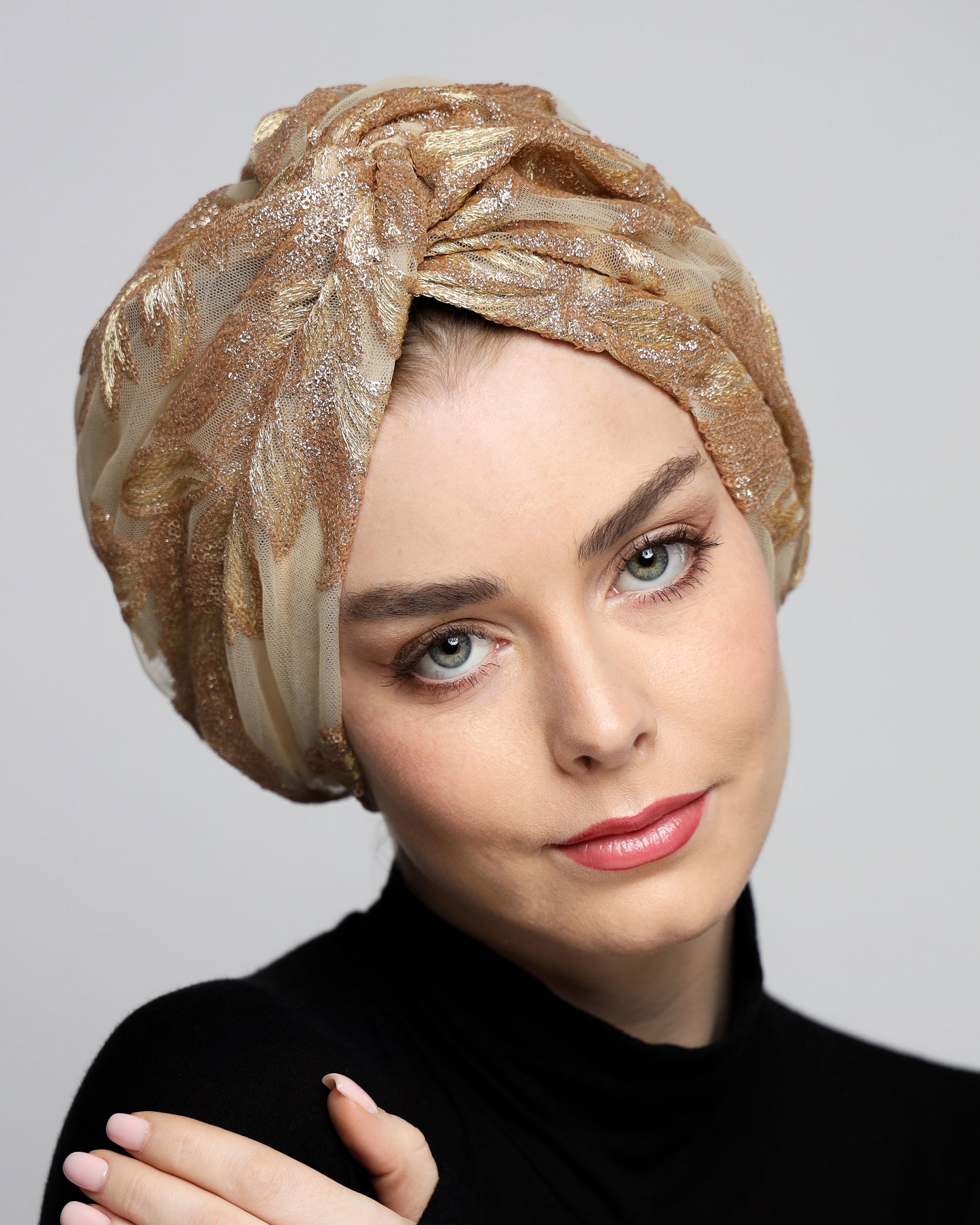 Golden Sequin Turban