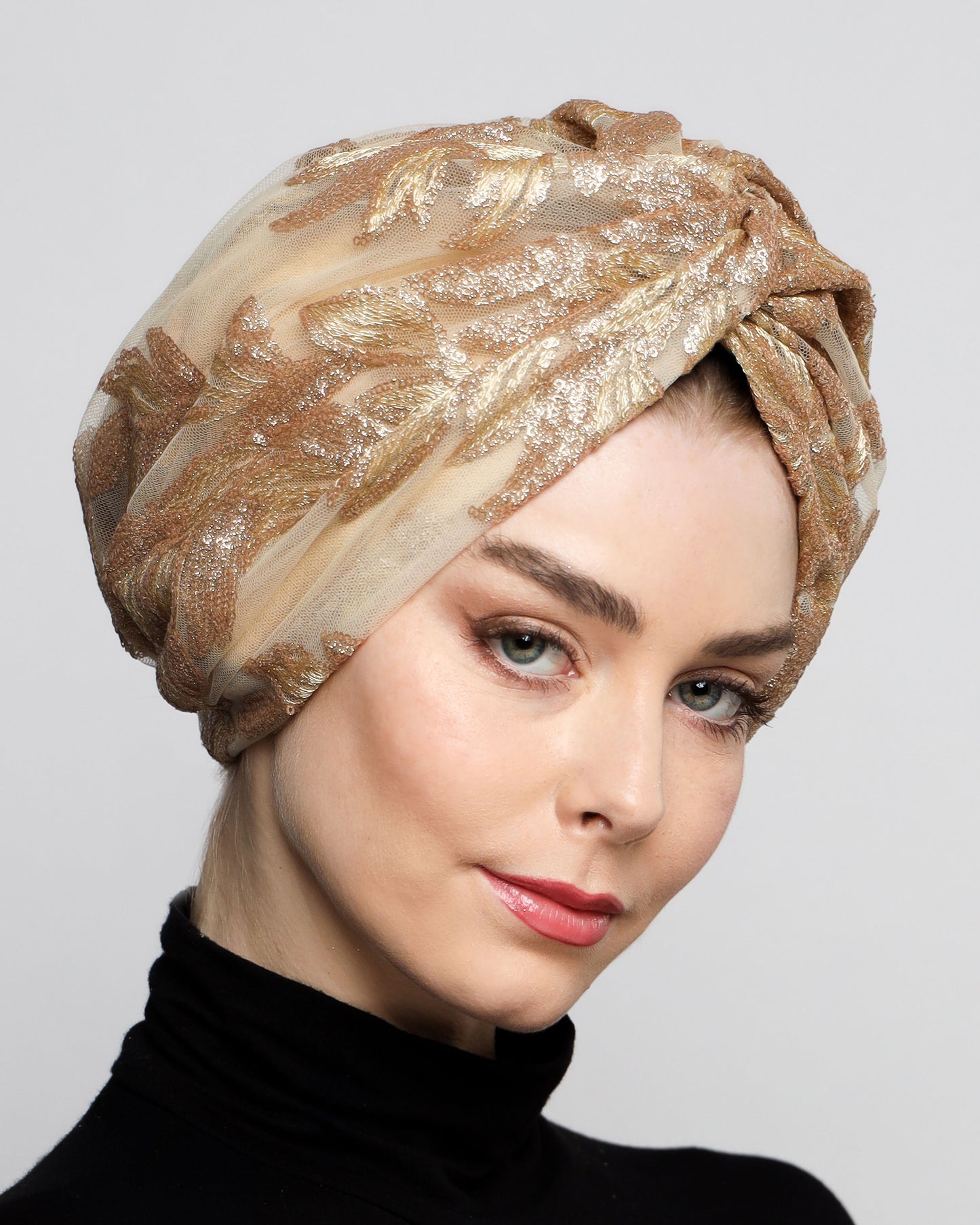 Golden Sequin Turban