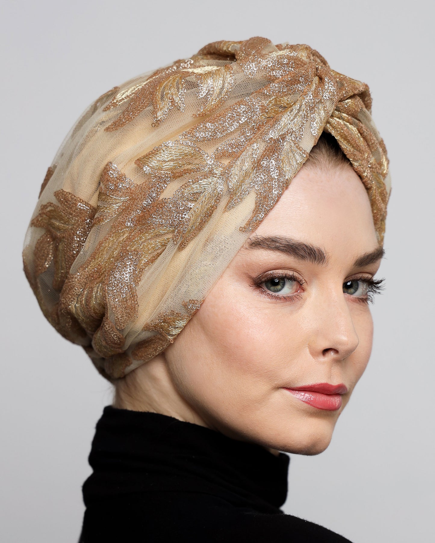Golden Sequin Turban