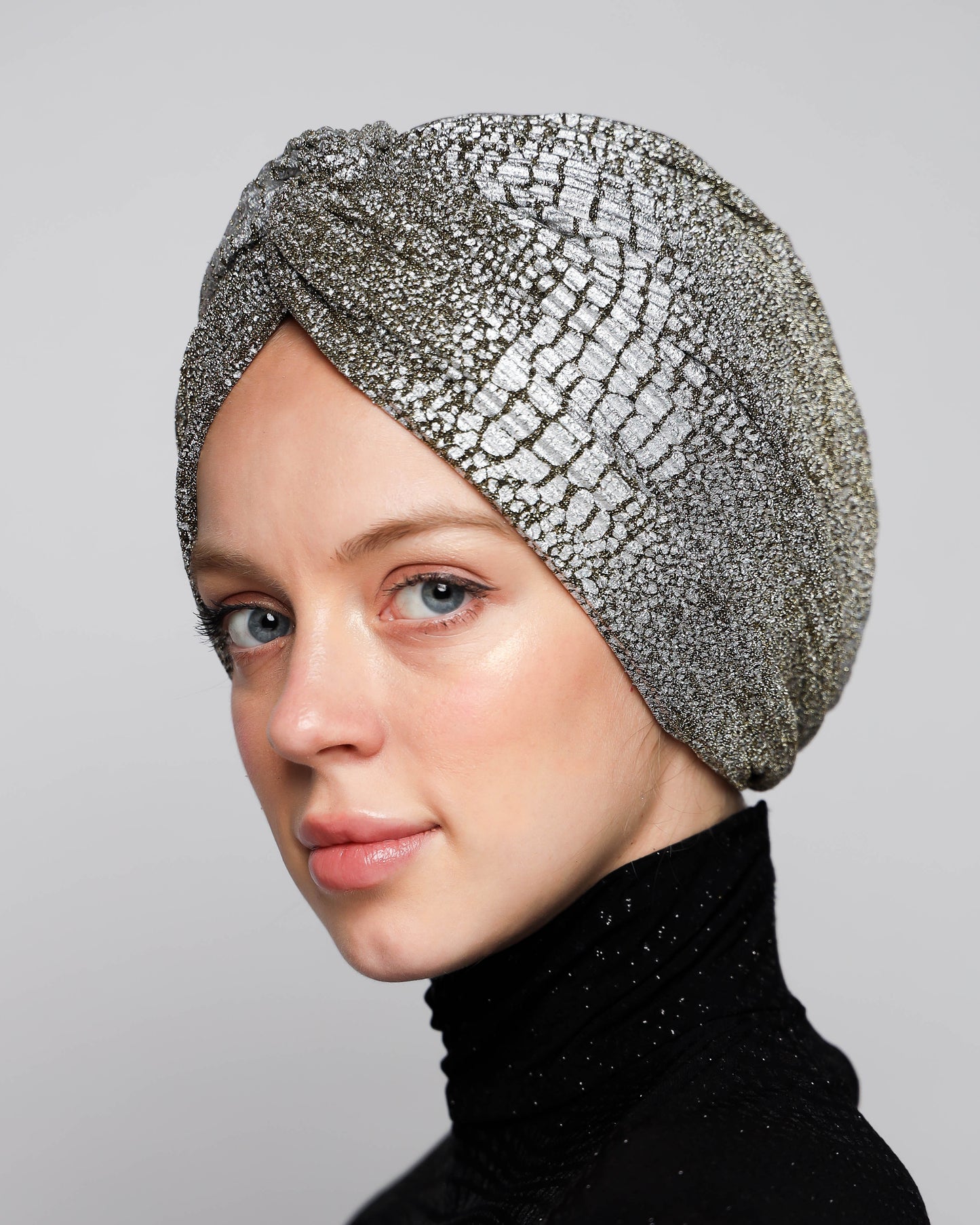 Metallic Plisse Turban