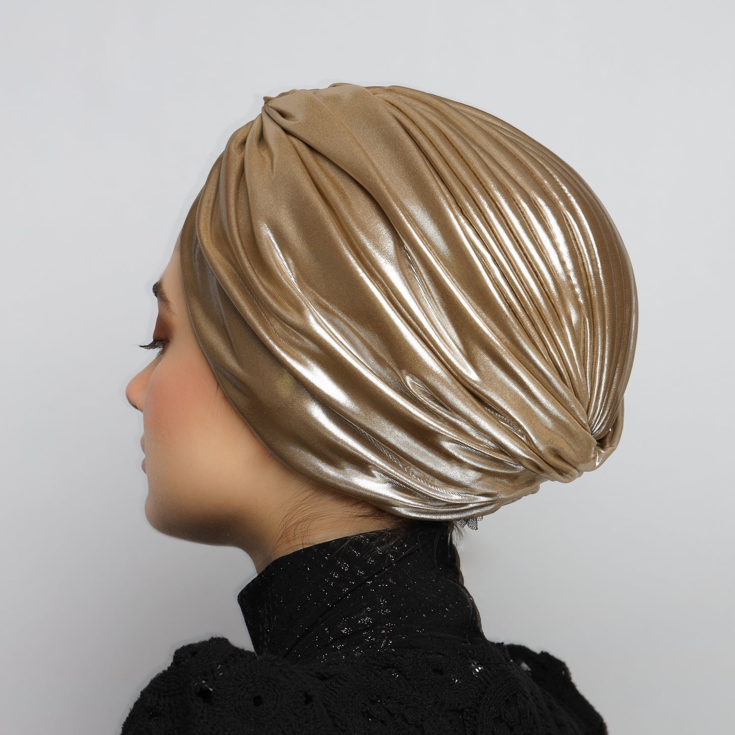 Metallic lame` twisted lines turban