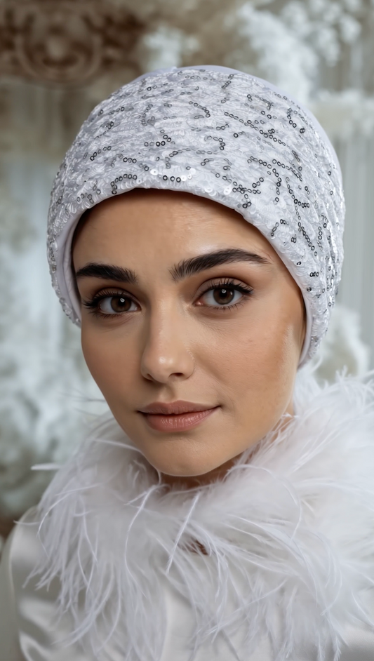 Bridal Pleats Sequined Turban