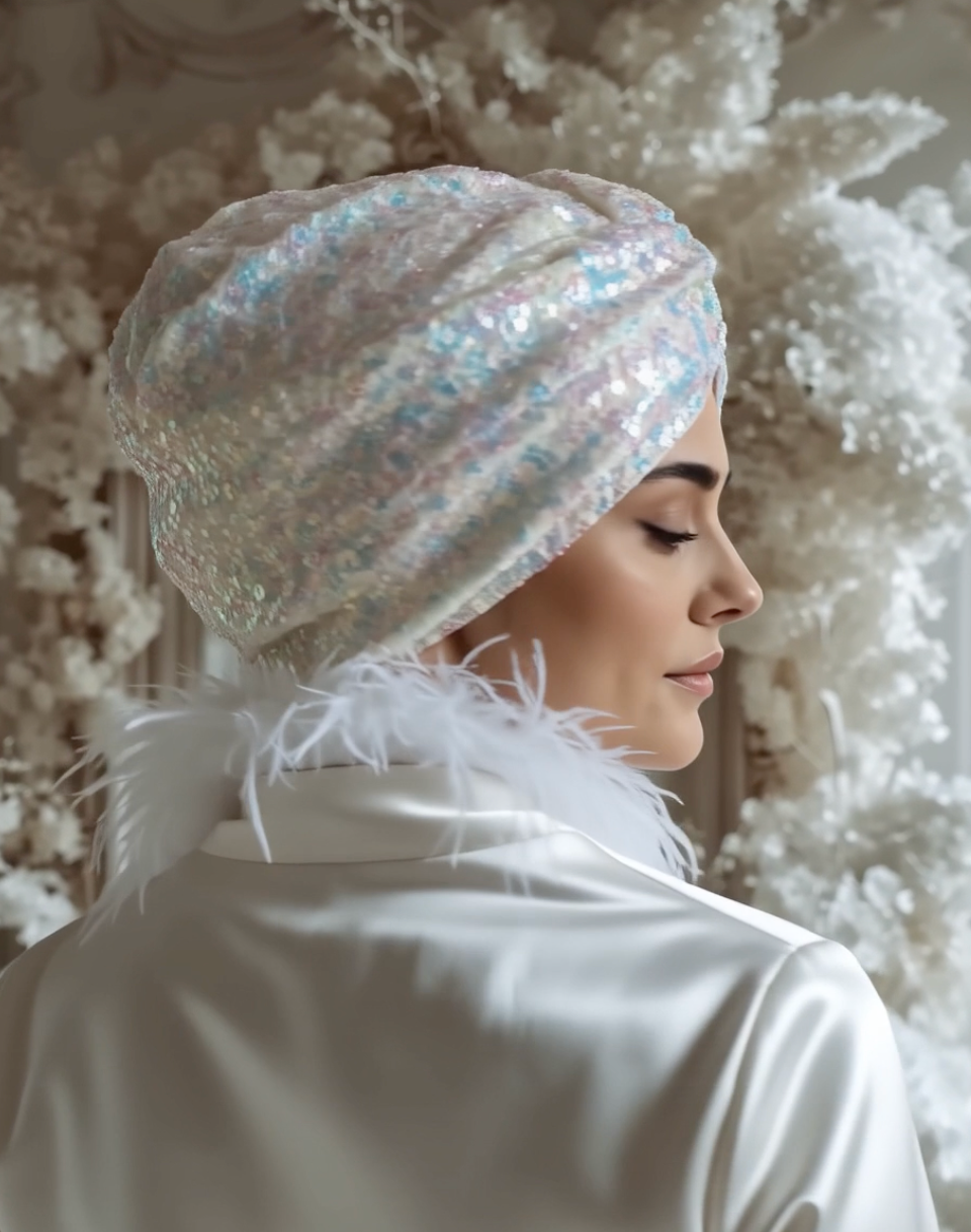 Bridal Rainbow Sequin Turban