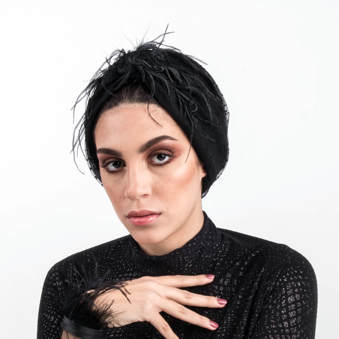 Glam Feathery Turban
