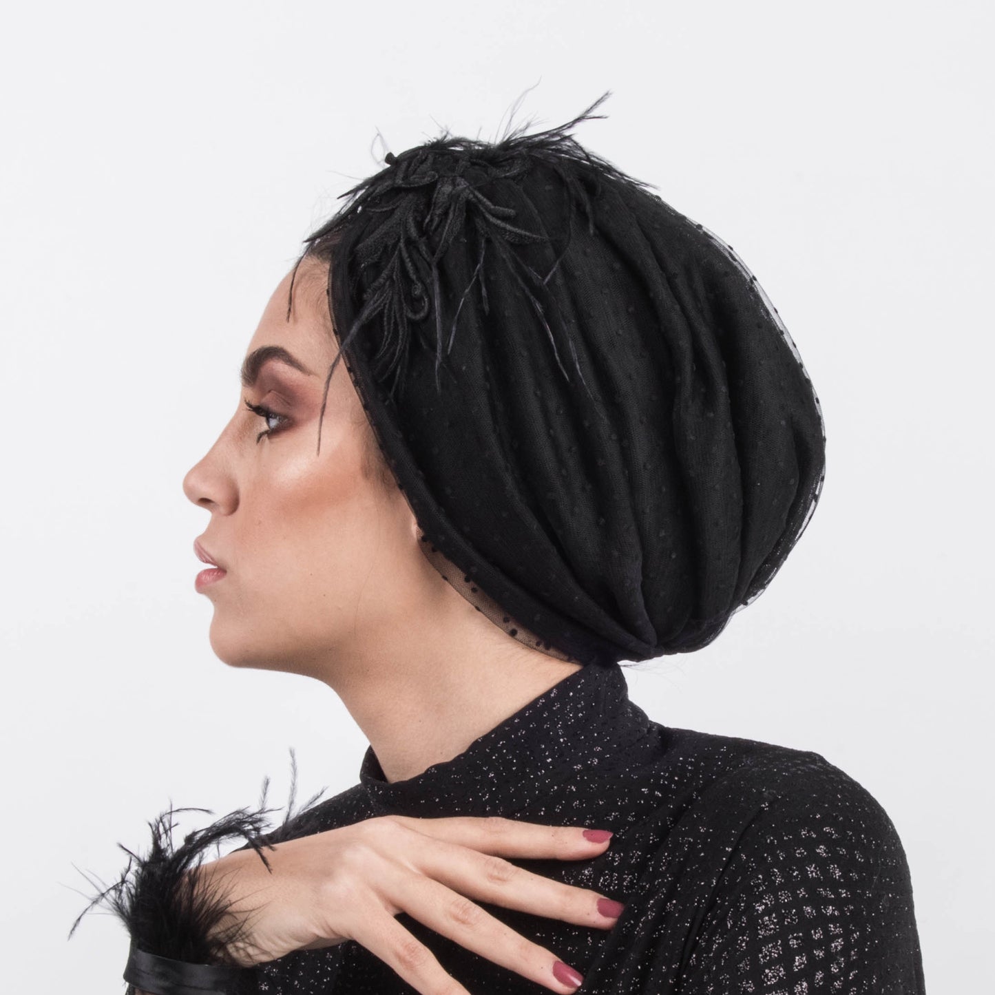 Glam Feathery Turban