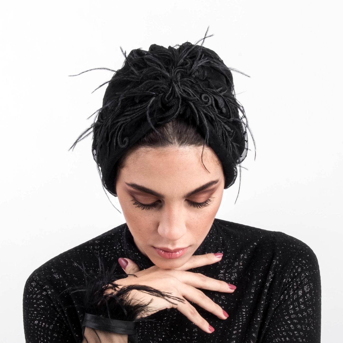 Glam Feathery Turban
