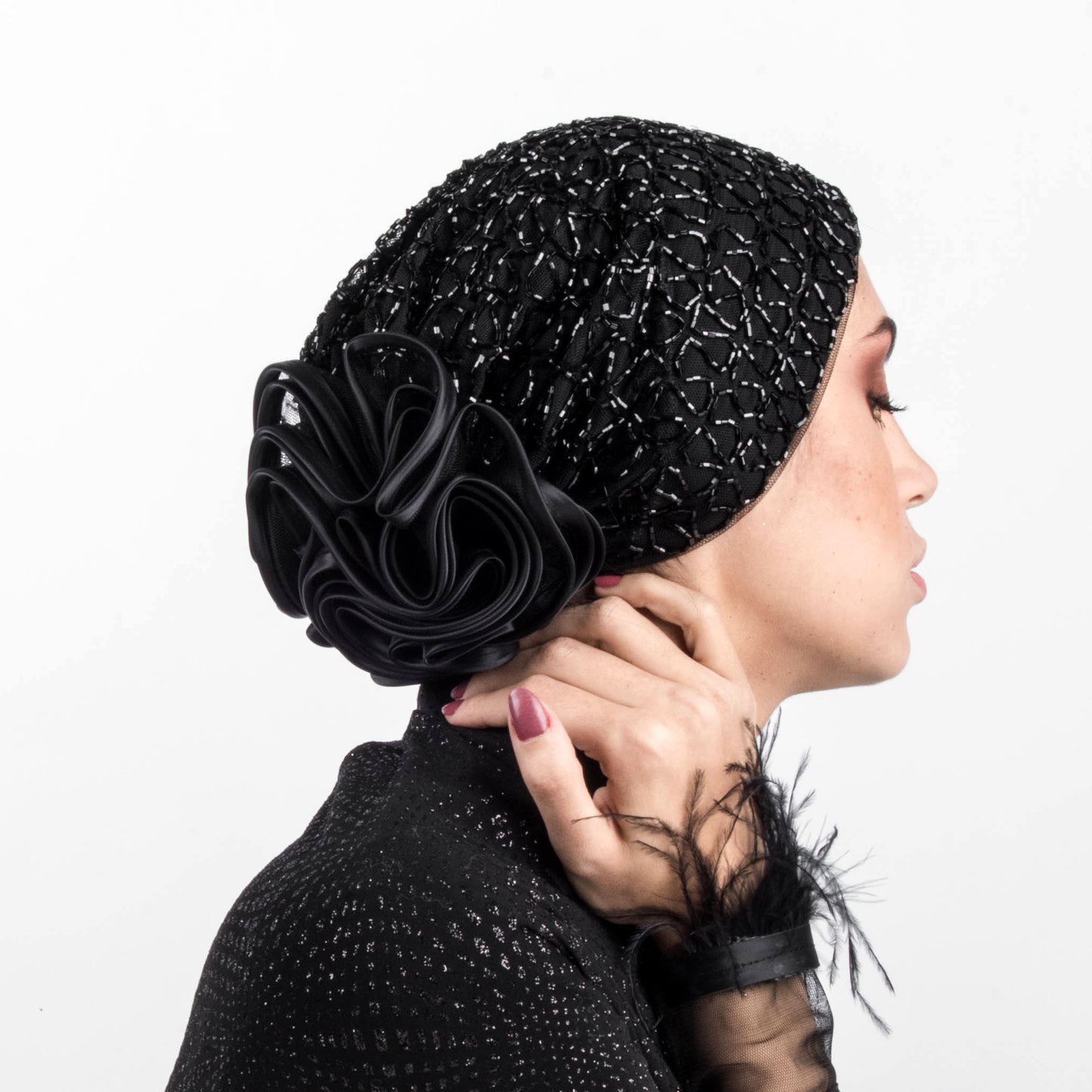 Ruffles Beading Turban