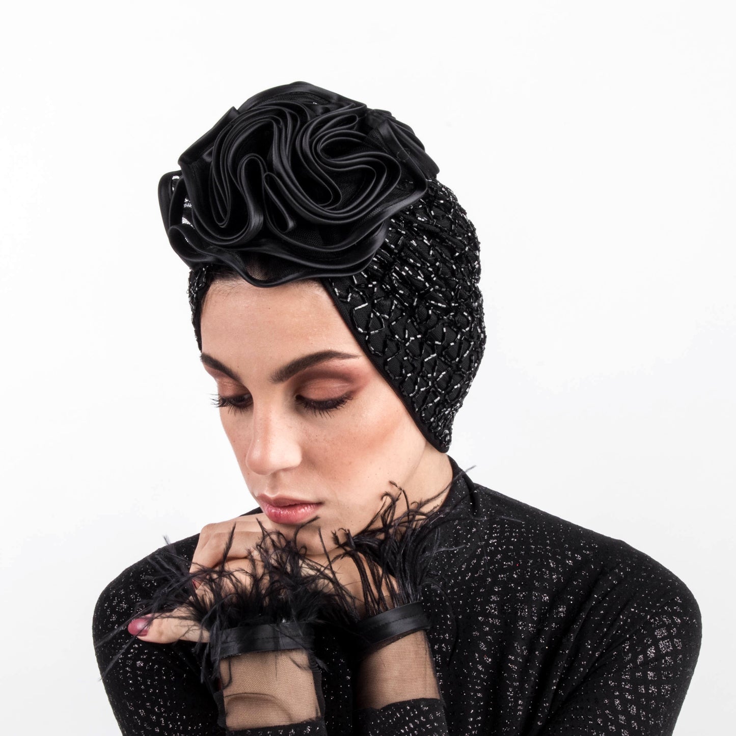 Ruffles Beading Turban