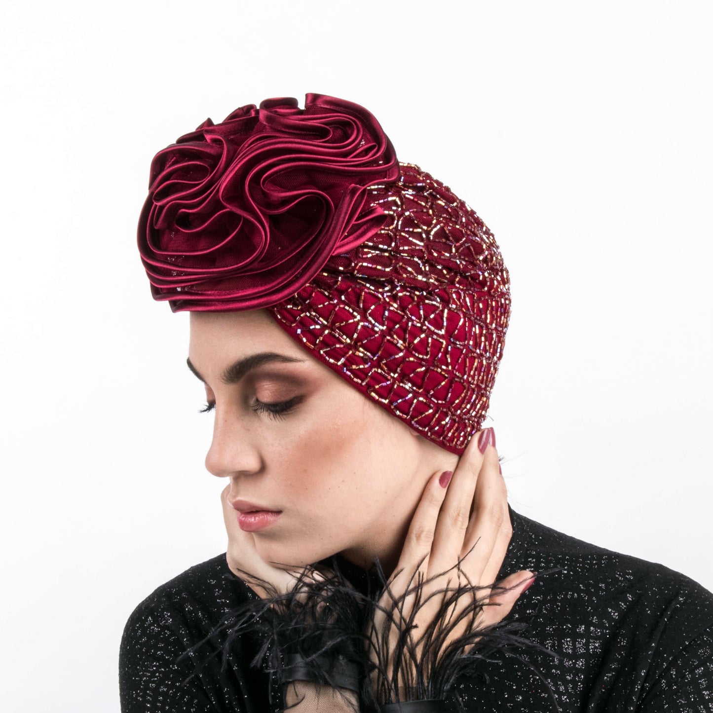 Ruffles Beading Turban