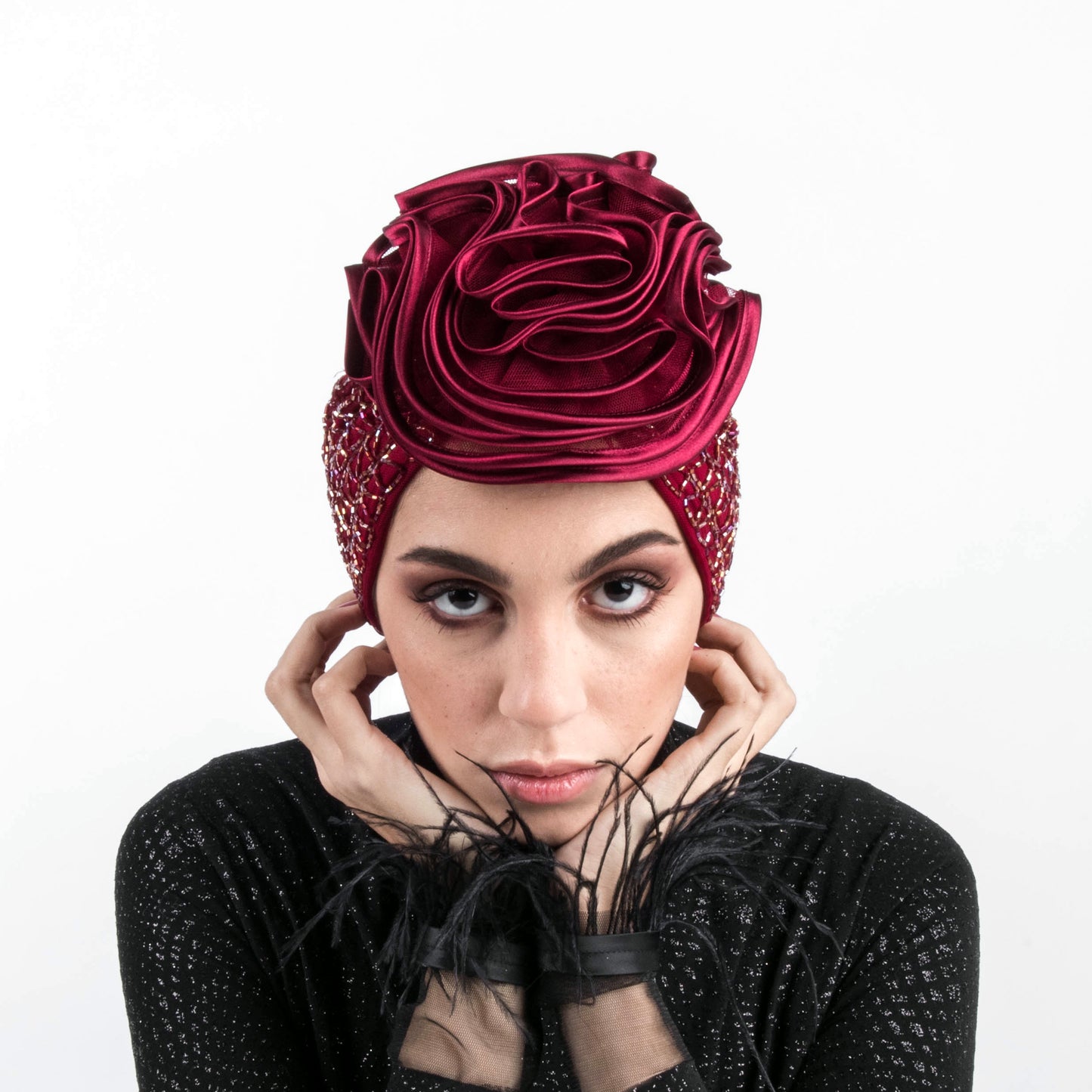 Ruffles Beading Turban