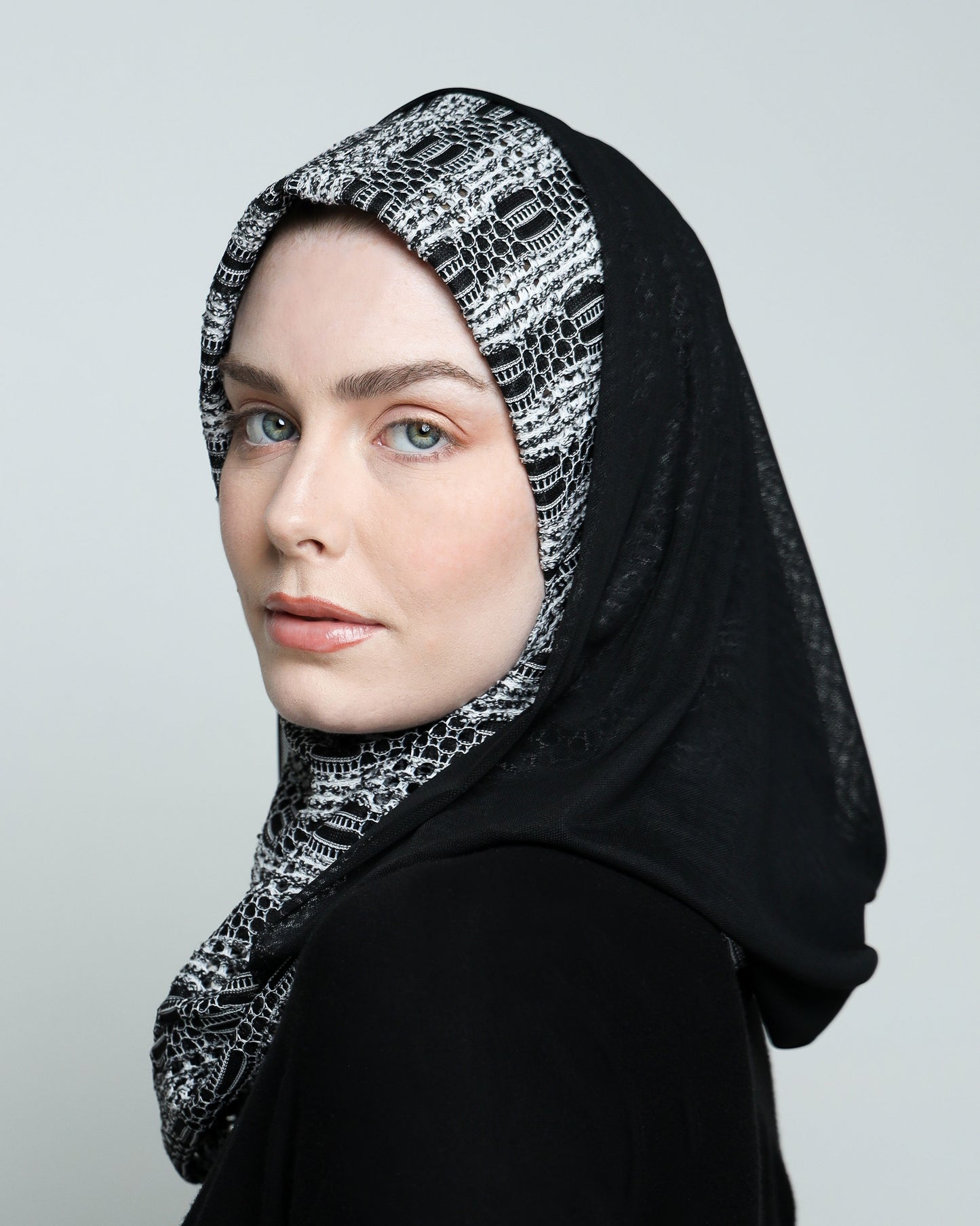 BW with Hoodie  Ready-made Hijab
