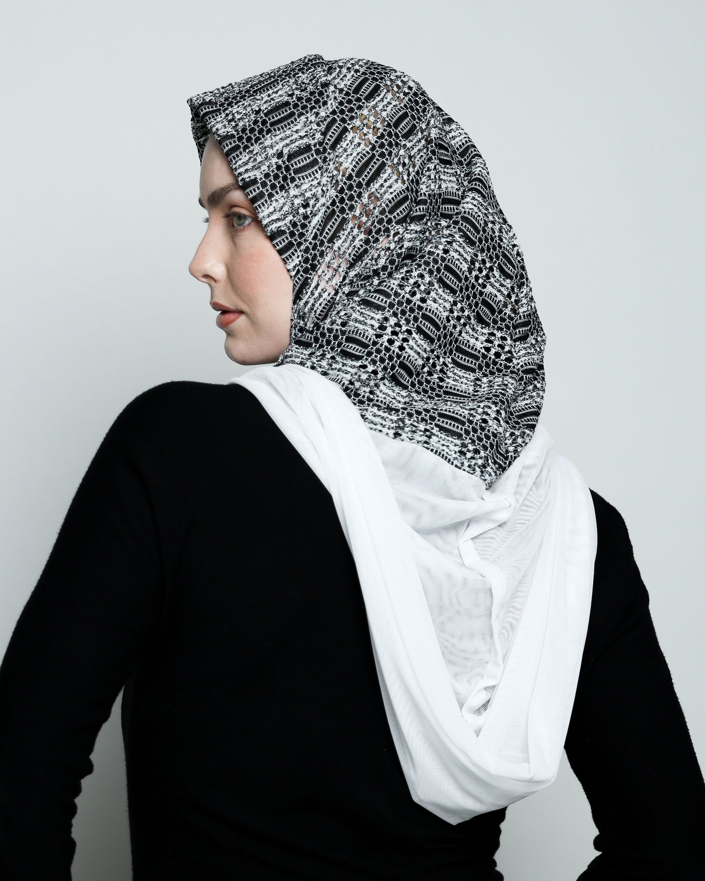 BW with Hoodie  Ready-made Hijab