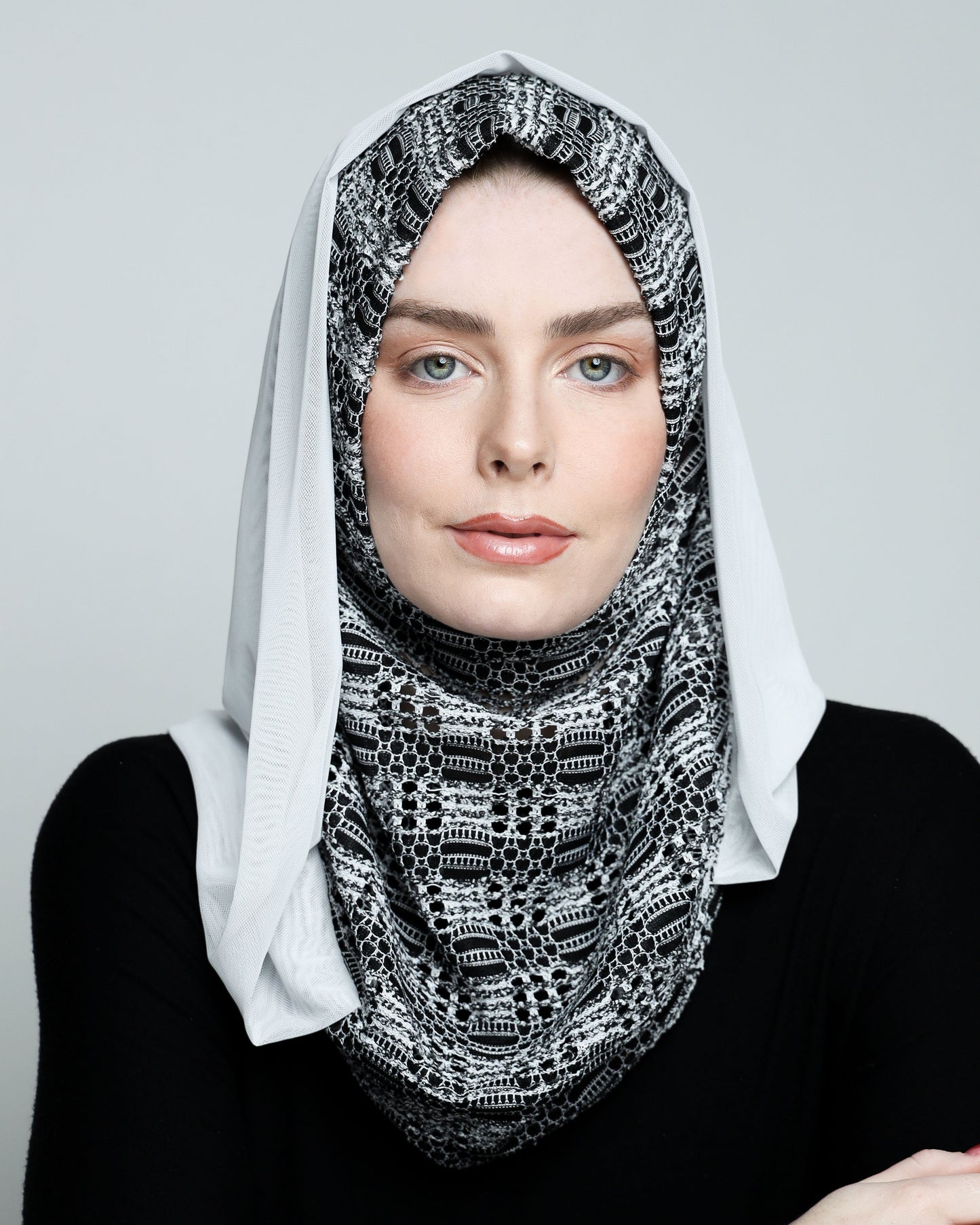 BW with Hoodie  Ready-made Hijab