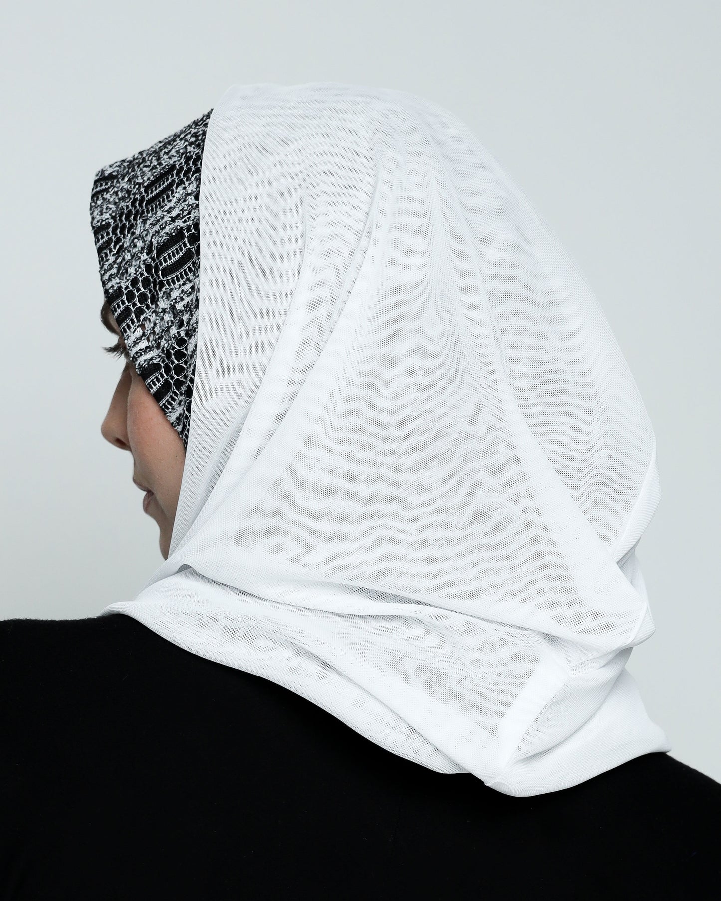 BW with Hoodie  Ready-made Hijab