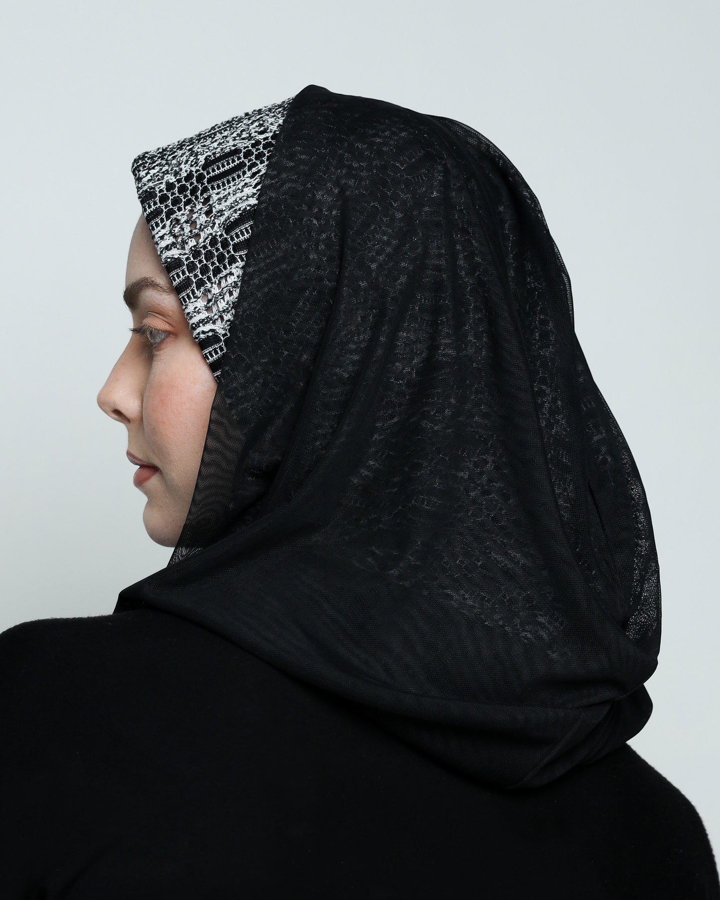 BW with Hoodie  Ready-made Hijab