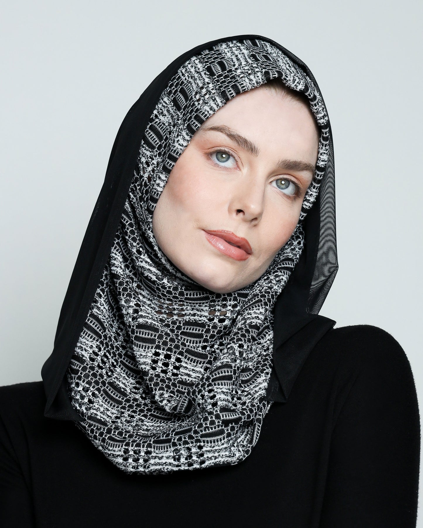 BW with Hoodie  Ready-made Hijab