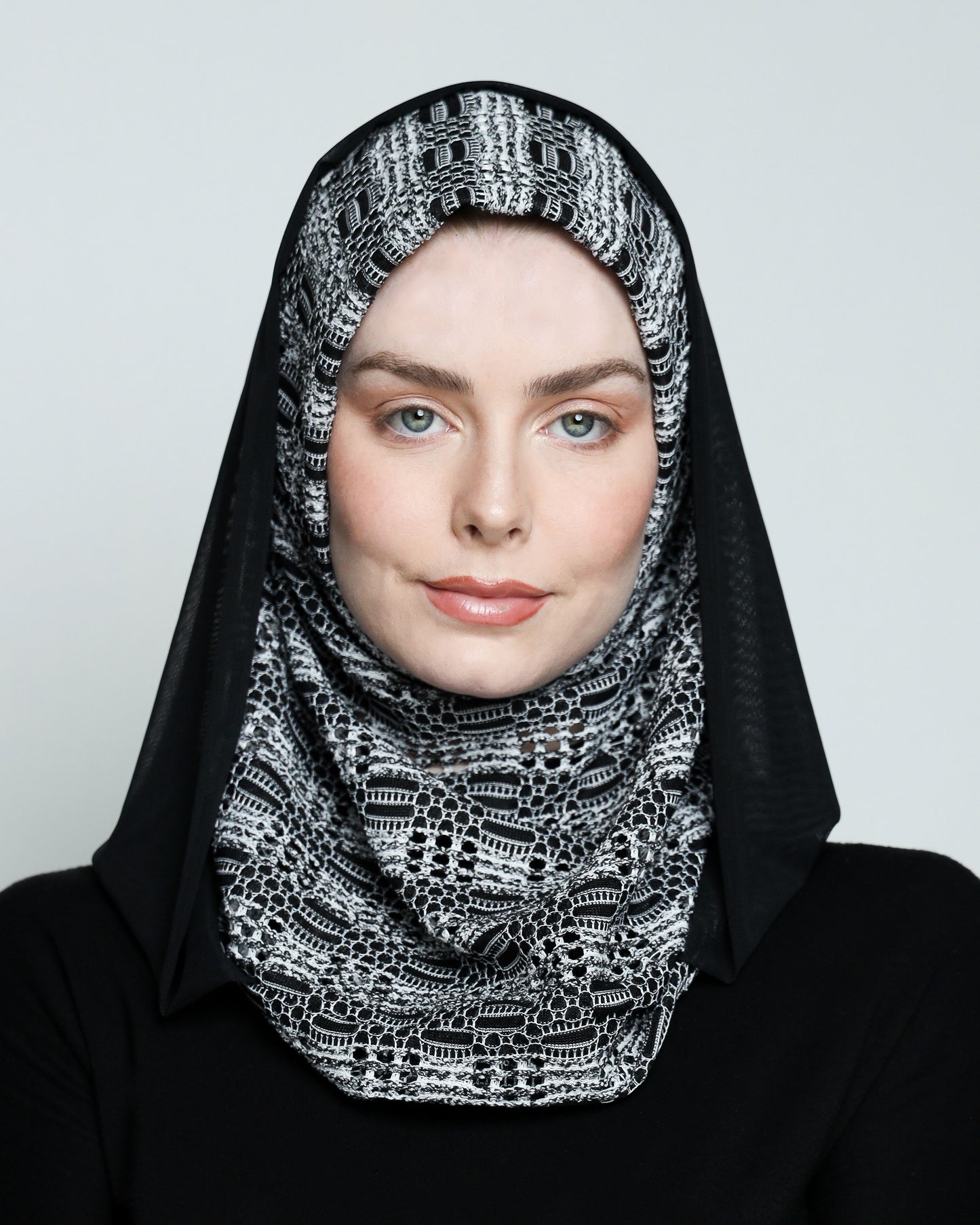 BW with Hoodie  Ready-made Hijab
