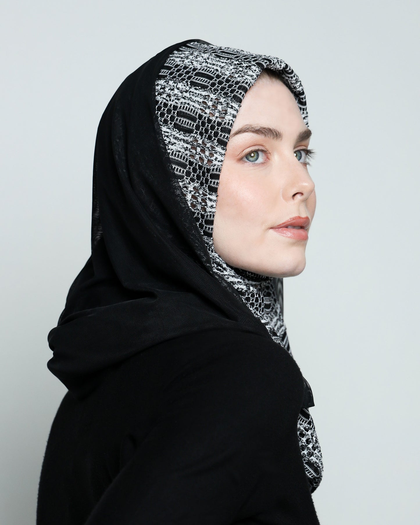 BW with Hoodie  Ready-made Hijab