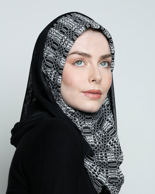 BW with Hoodie  Ready-made Hijab