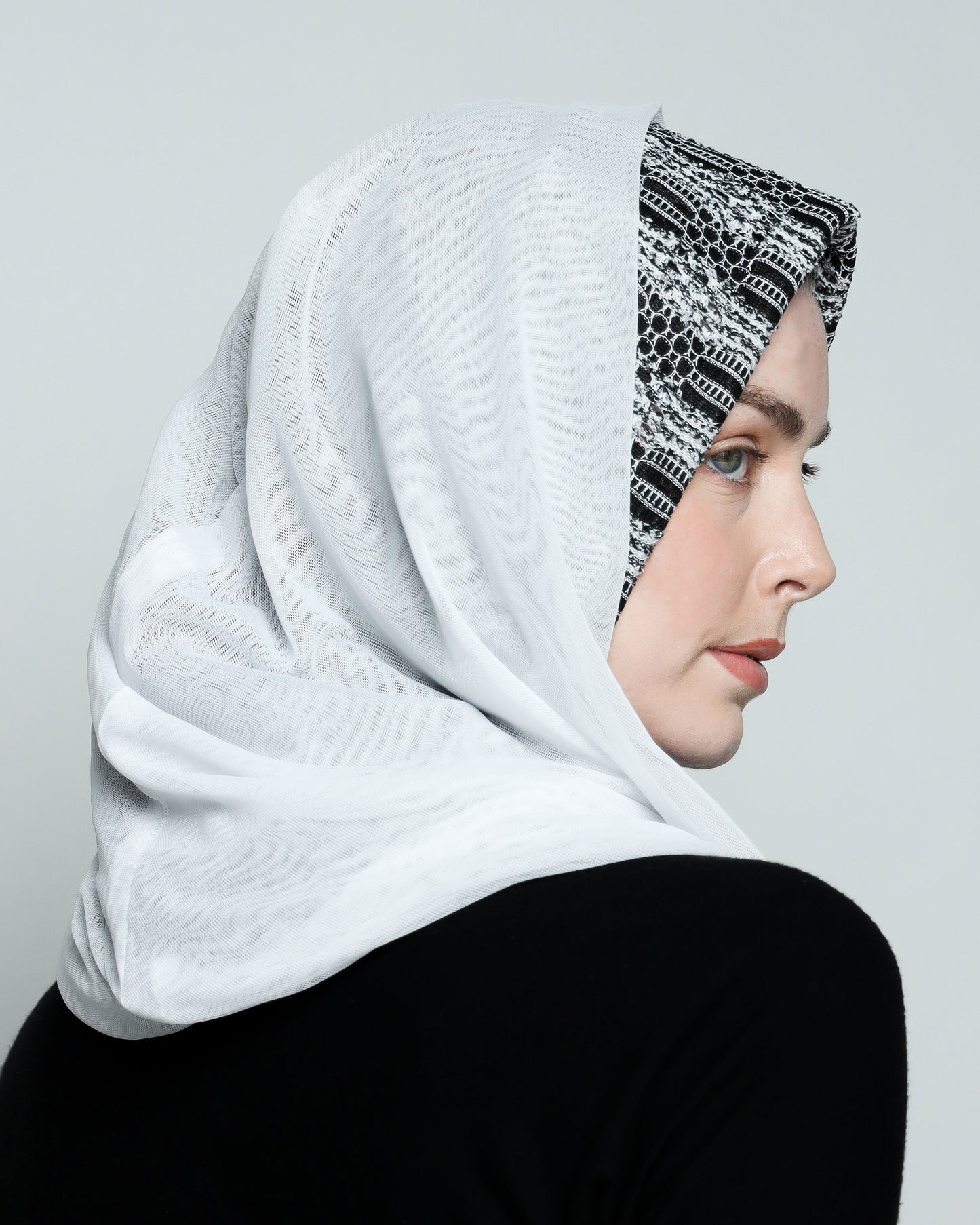 BW with Hoodie  Ready-made Hijab
