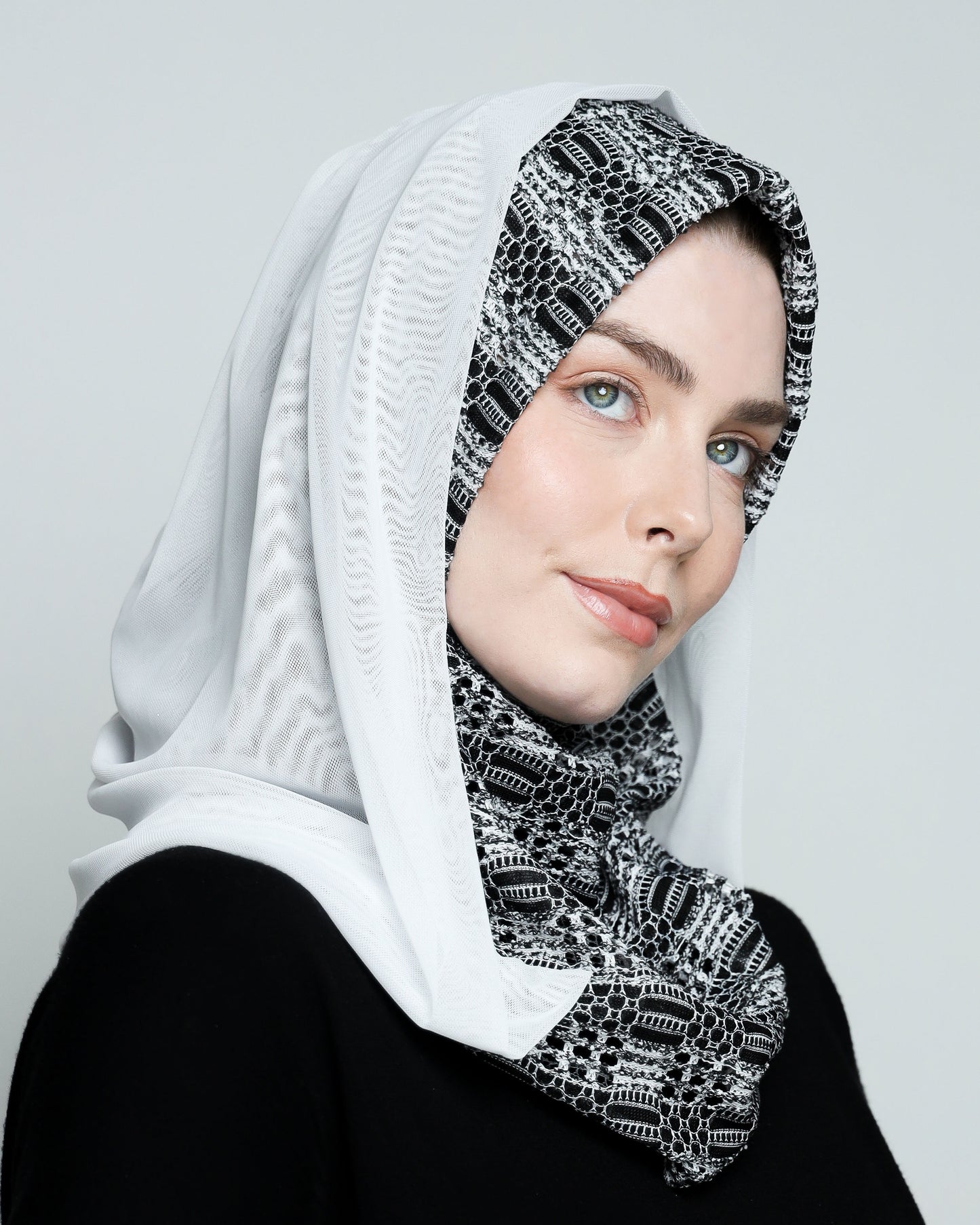 BW with Hoodie  Ready-made Hijab