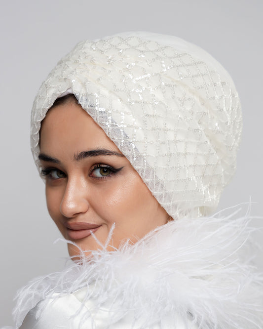 Bridal Sequin Gathering Turban