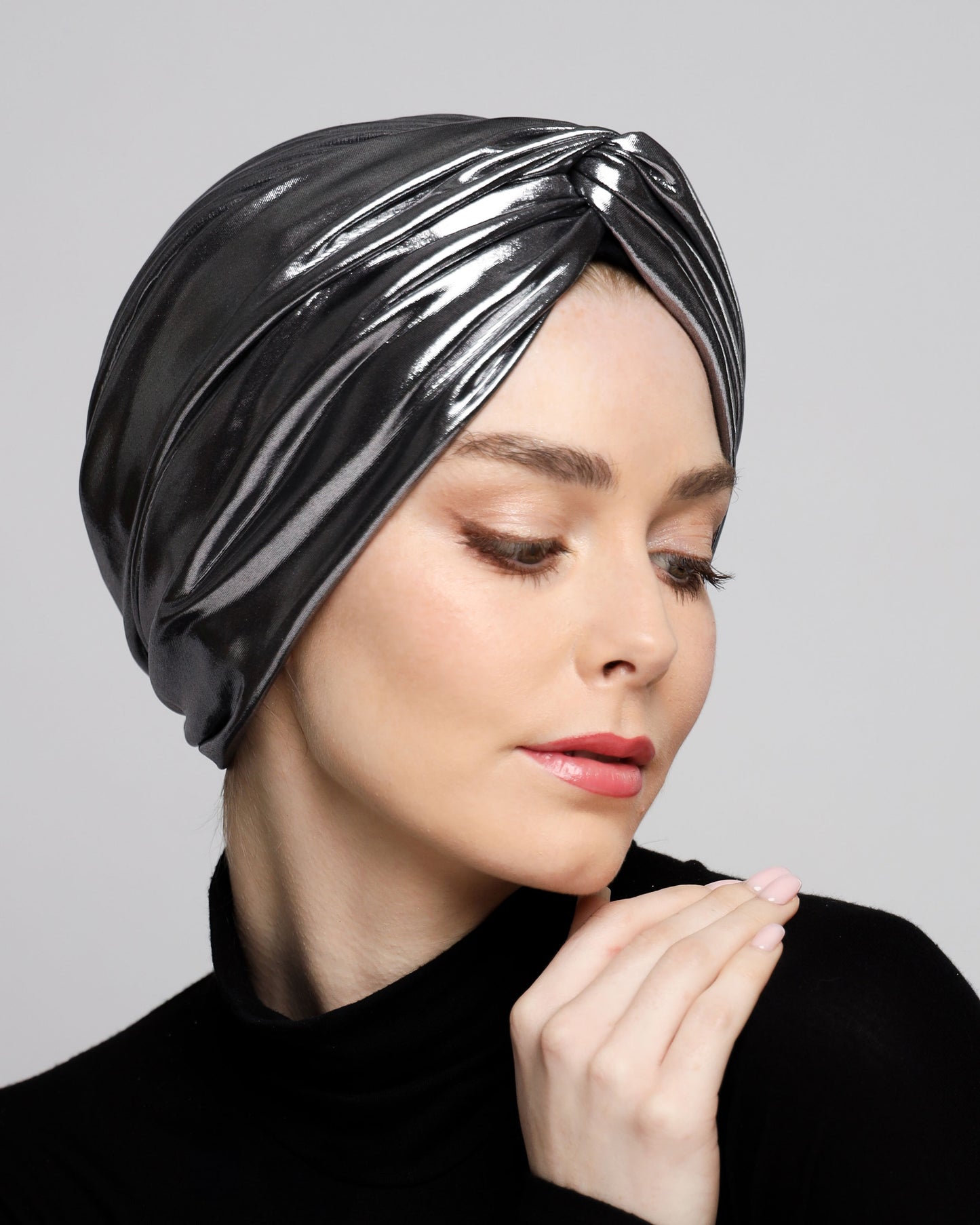 Metallic lame` twisted lines turban