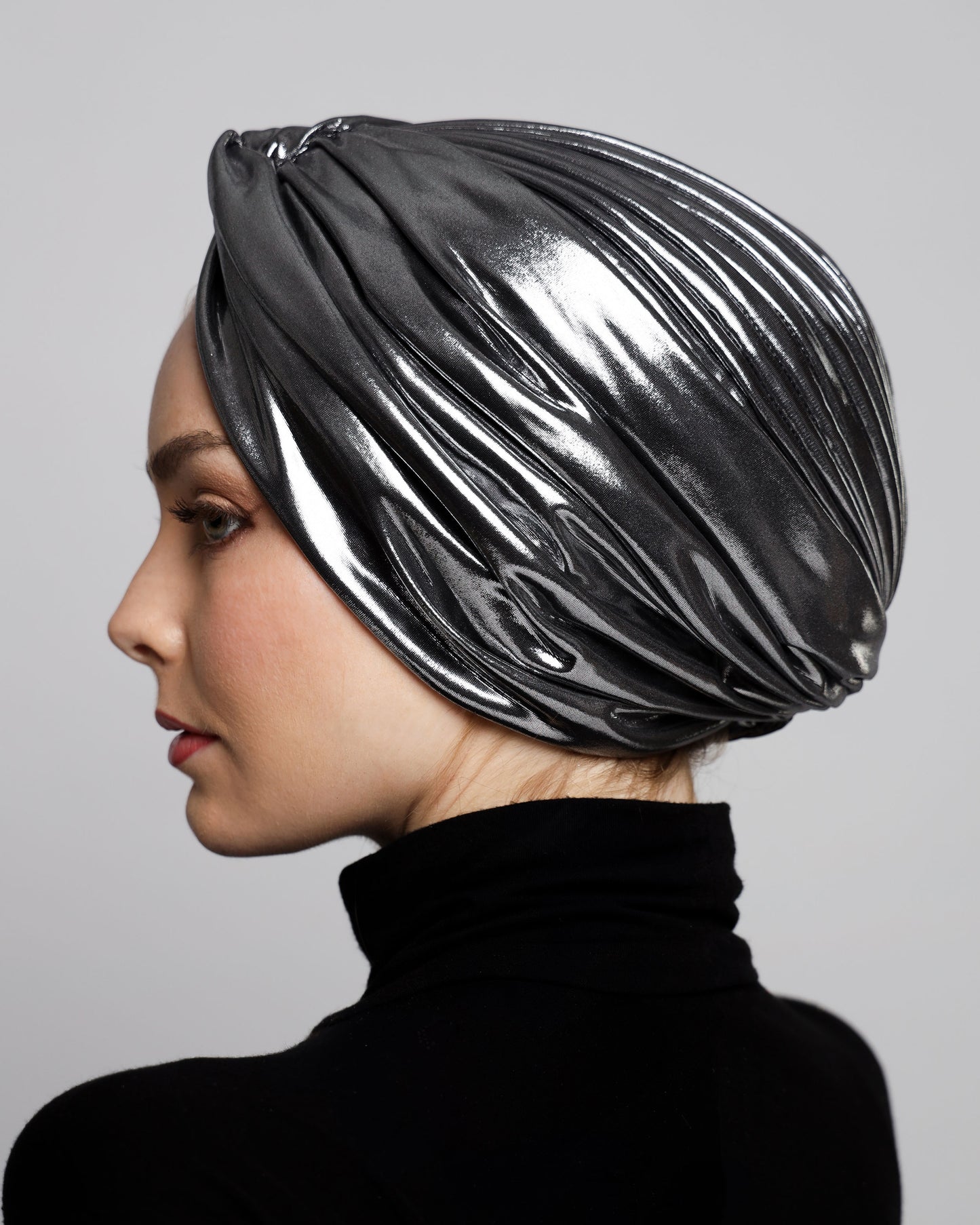 Metallic lame` twisted lines turban