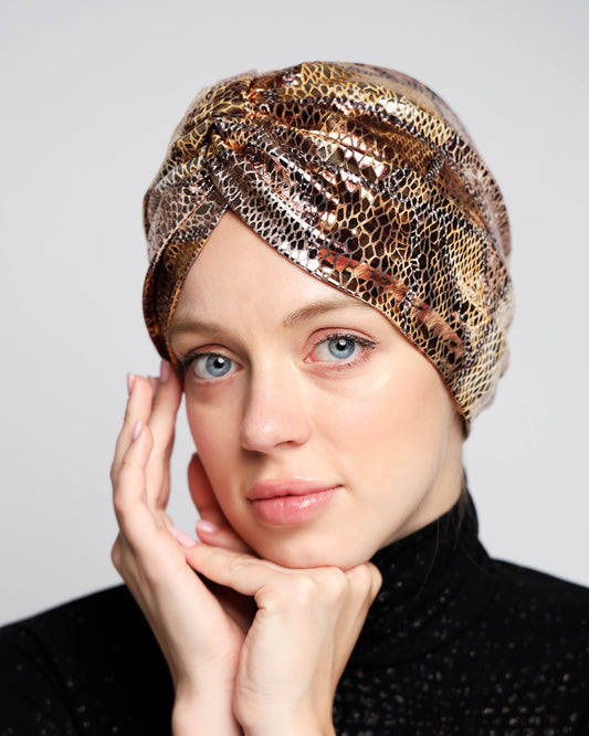 Leopard Metallic Glam Turban