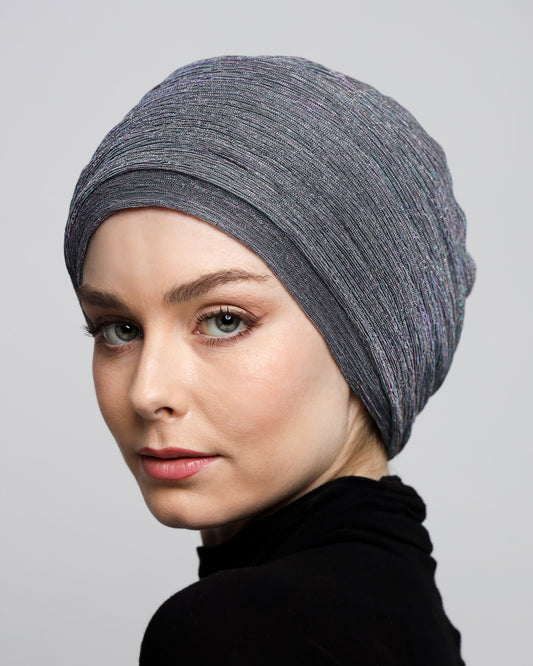 Metallic Strips Plisse Turban