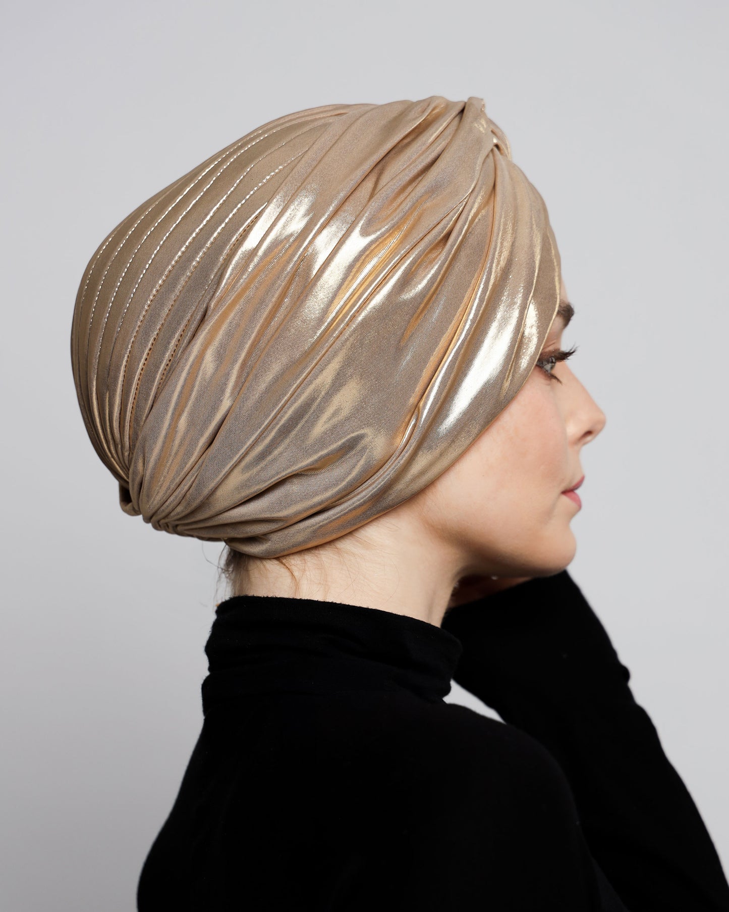 Metallic lame` twisted lines turban