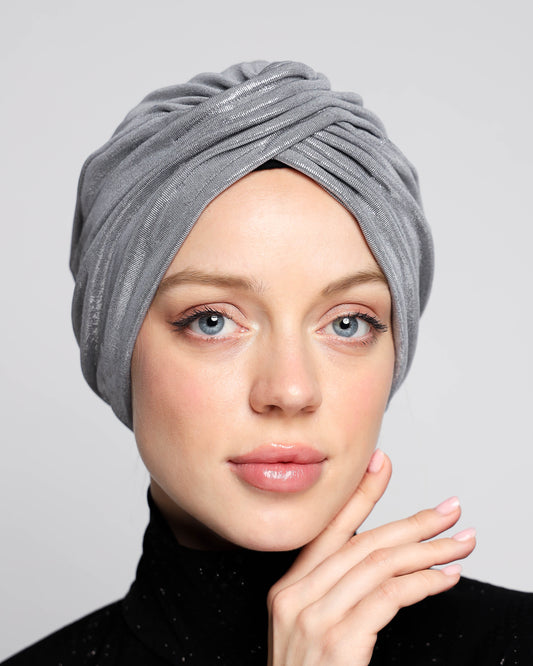 Metallic Pleats Turban