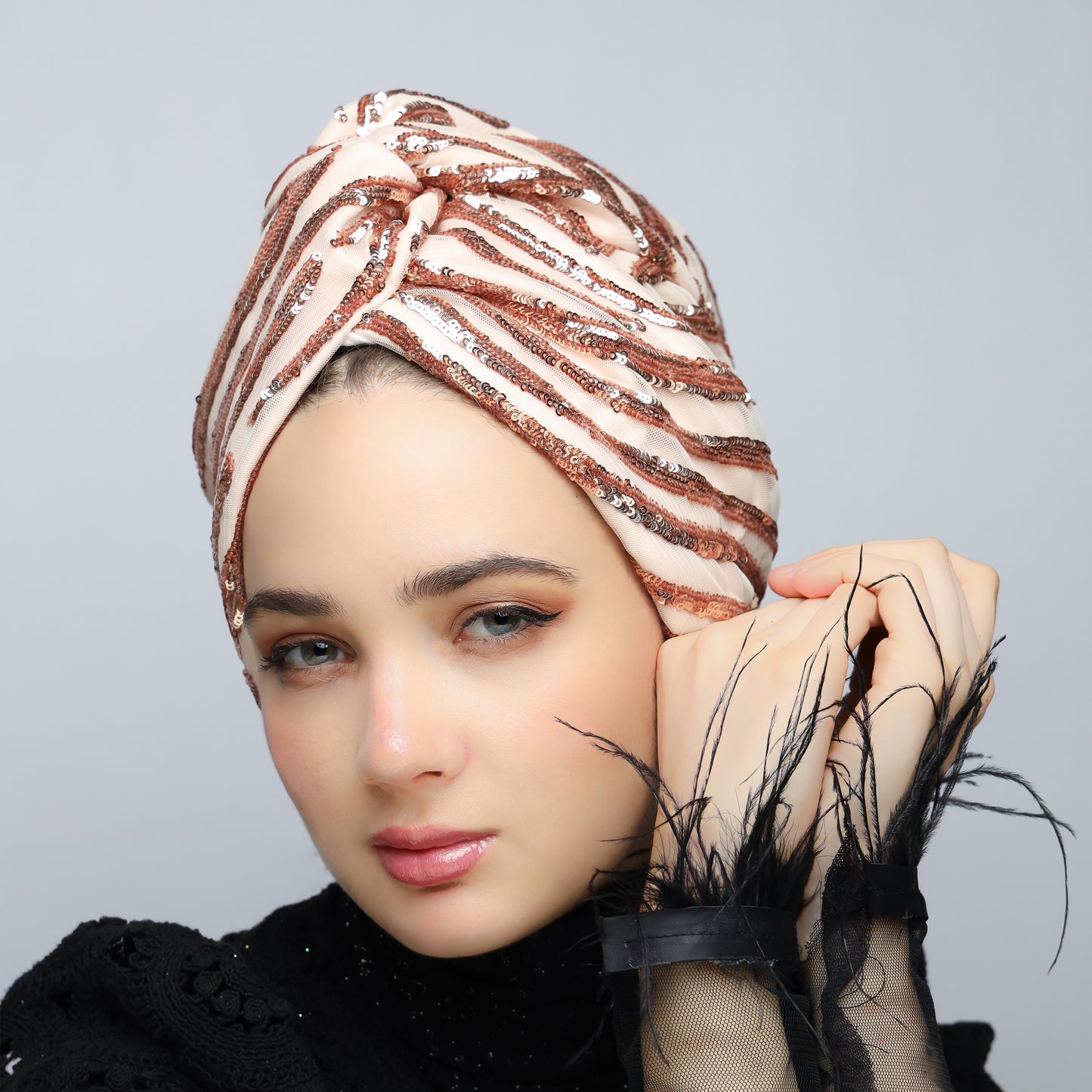 Twisted Sequin Turban