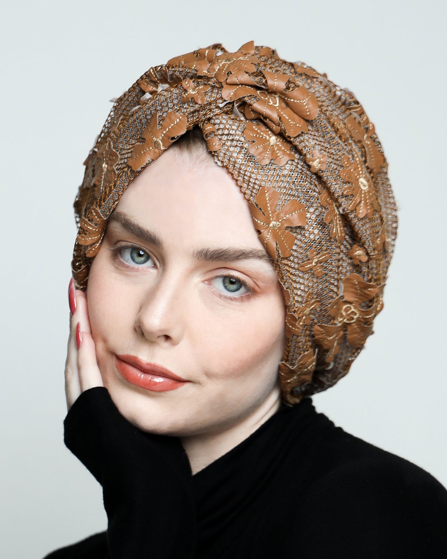 Twisted Floral Net Turban