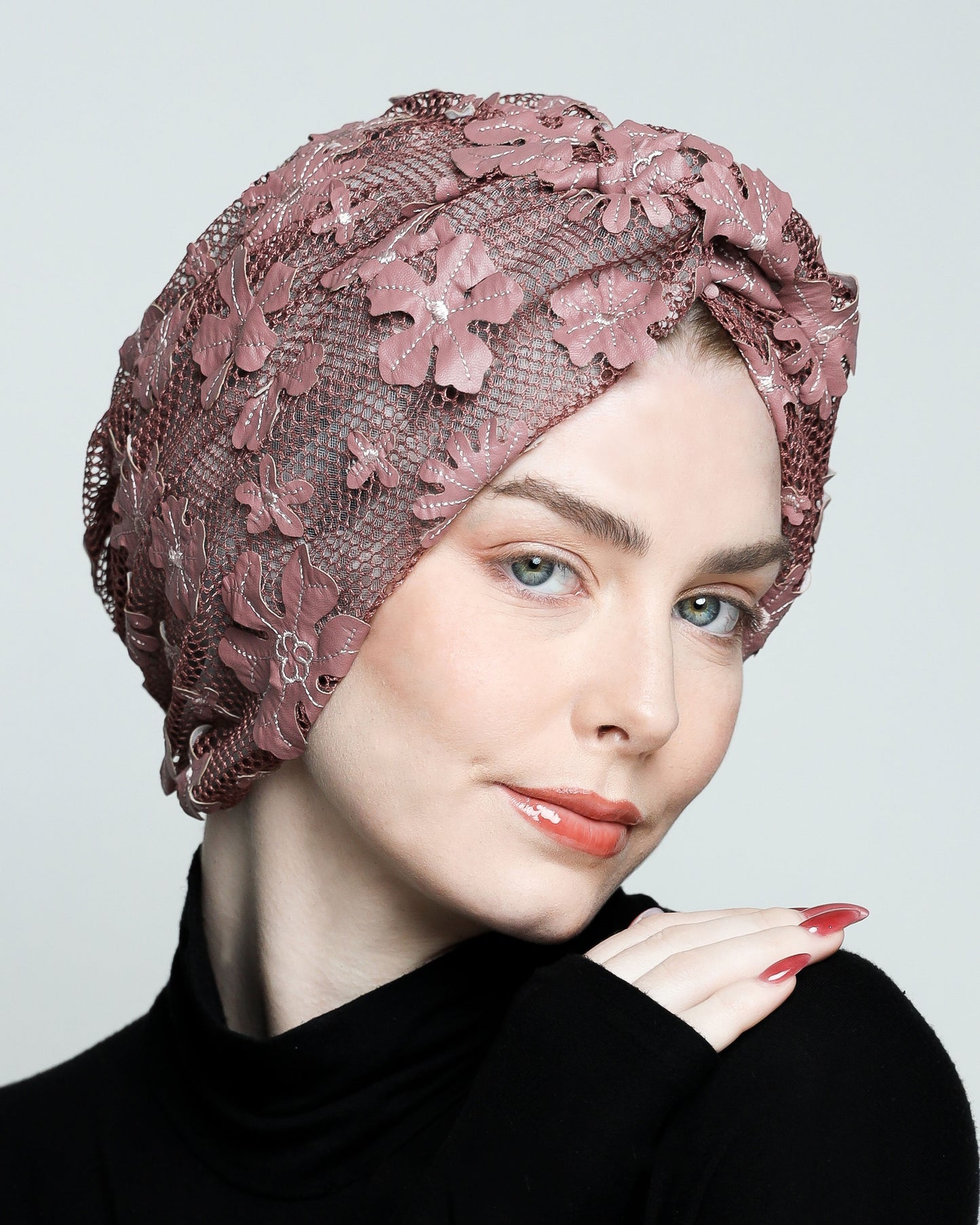 Twisted Floral Net Turban