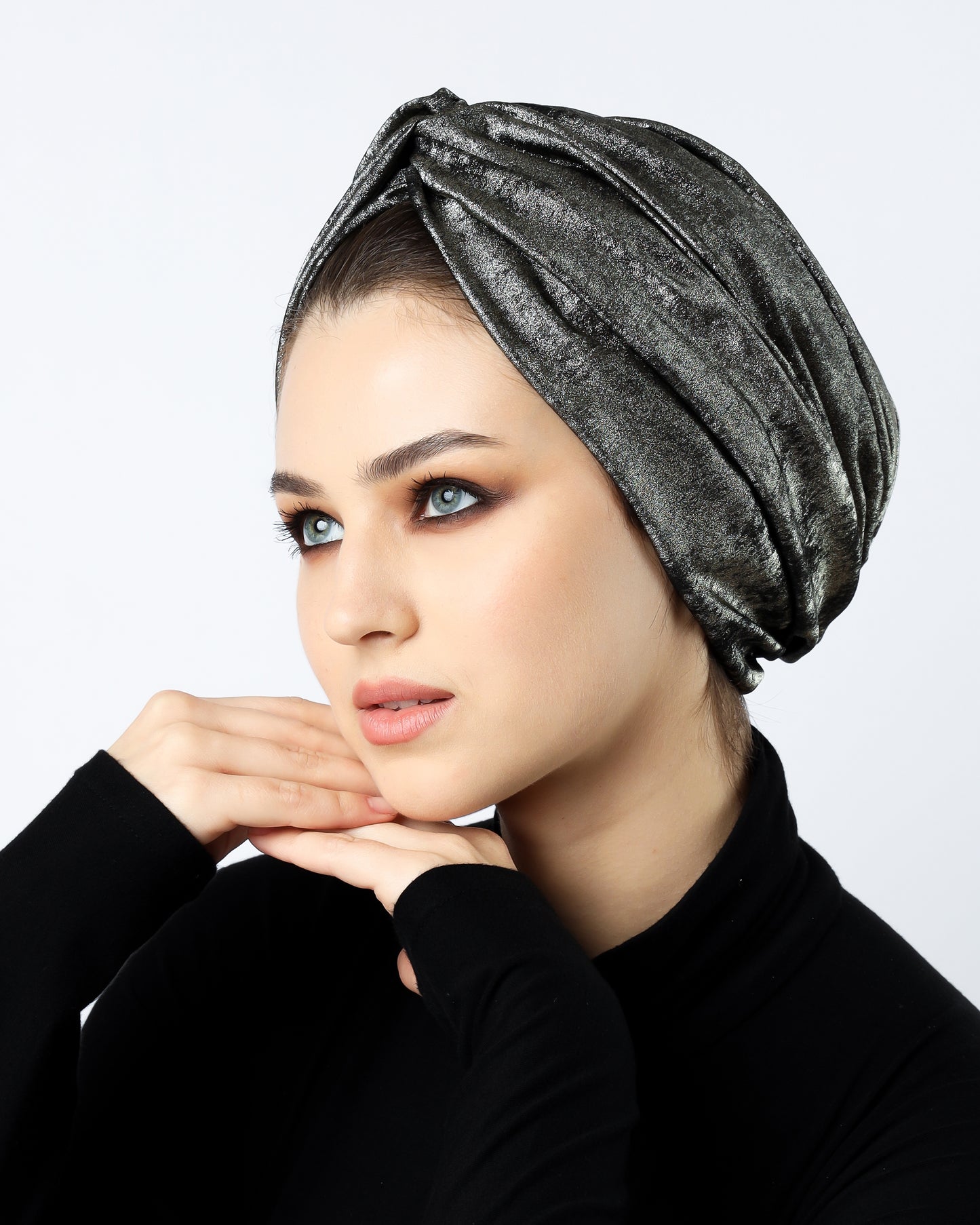 Glam Metallic twisted lines turban