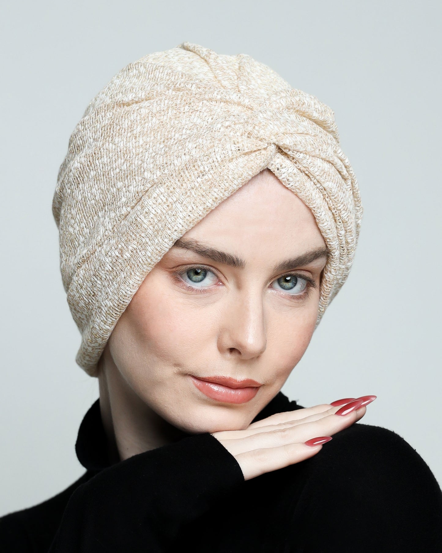Golden off-White Twisted Turban