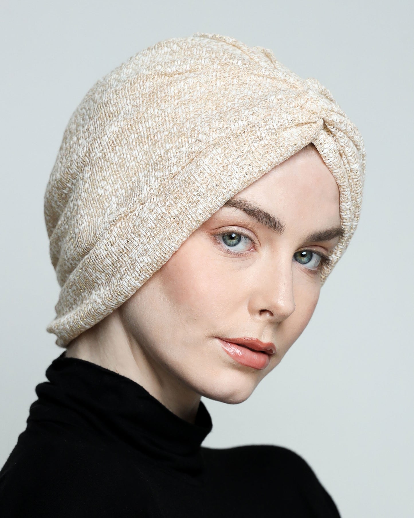 Golden off-White Twisted Turban