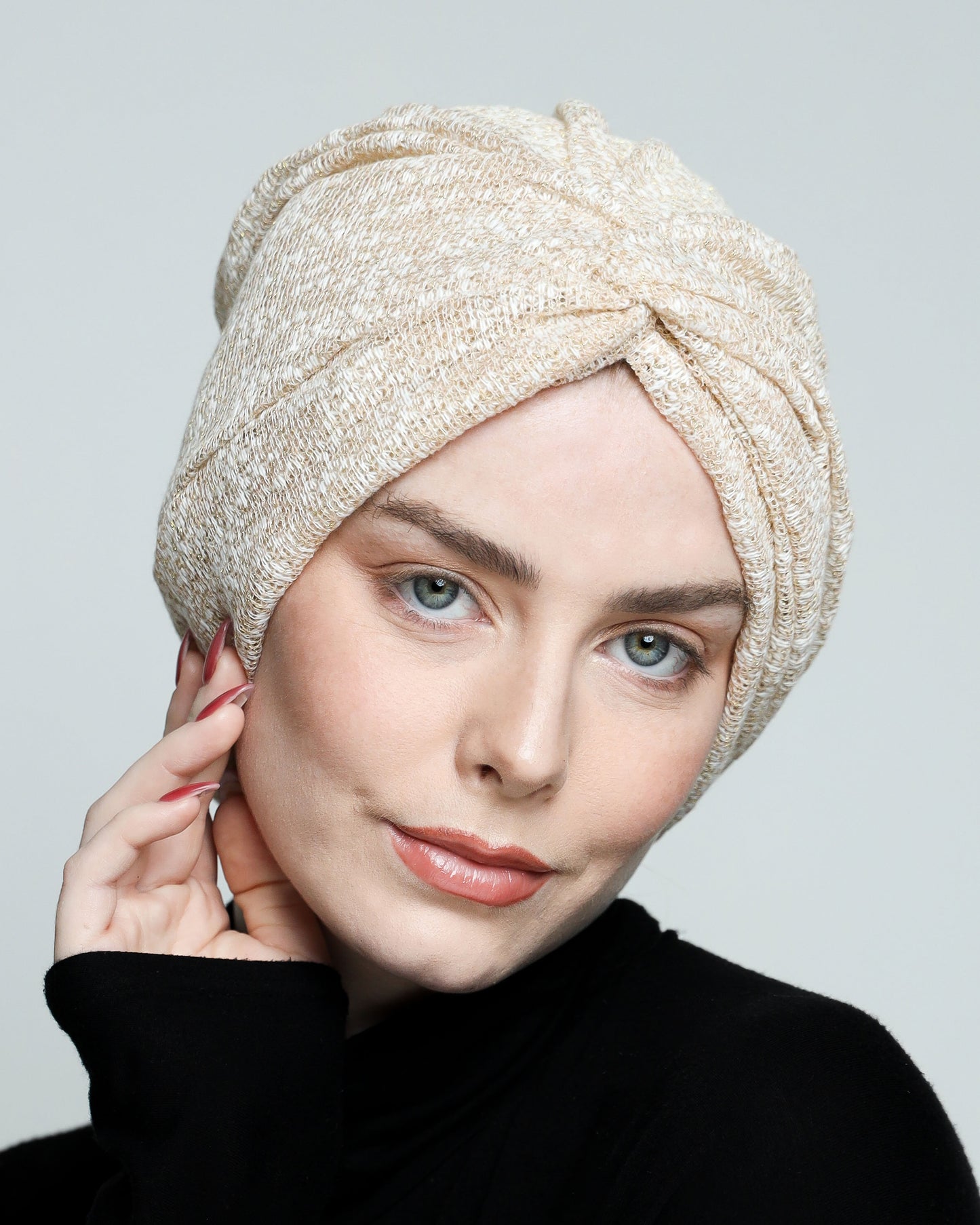 Golden off-White Twisted Turban