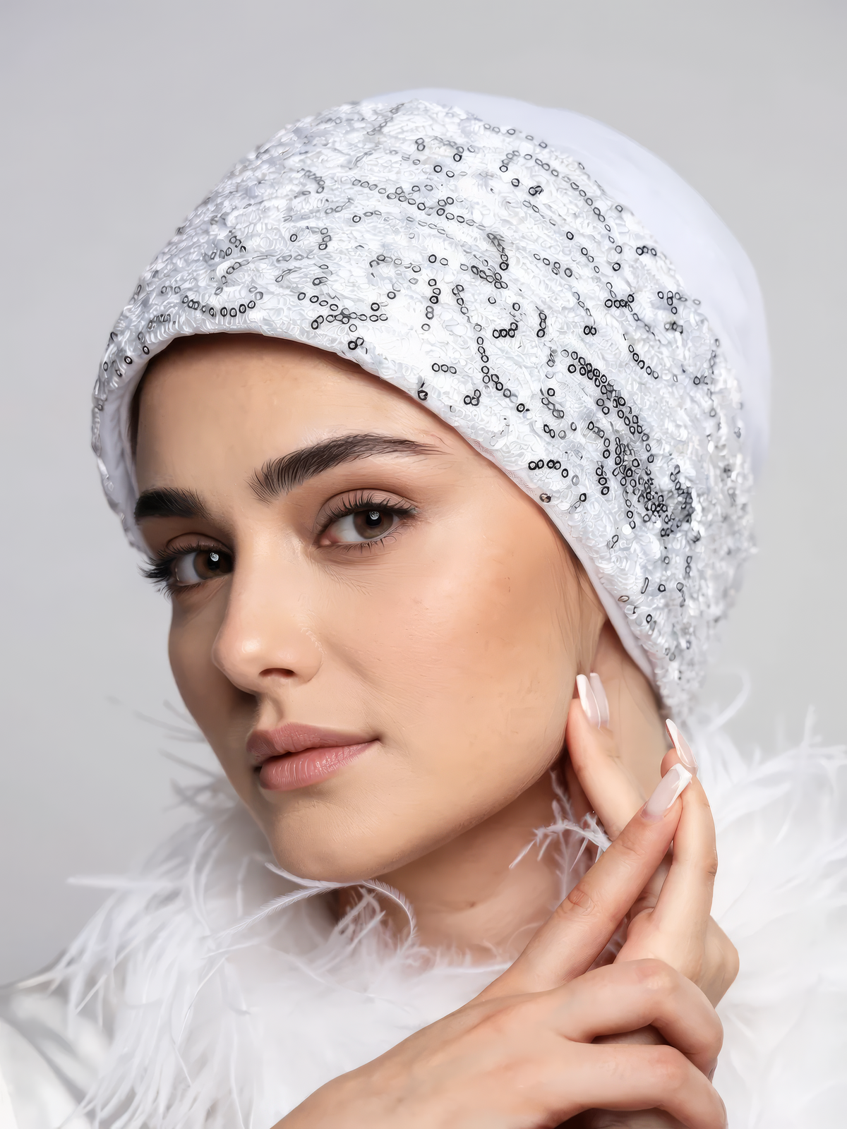 Bridal Pleats Sequined Turban